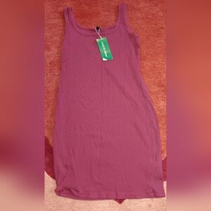 SHEIN Ribbed Burgundy Dress